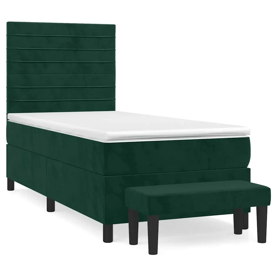 Sommier à lattes de lit avec matelas Vert foncé 90x200 cm - 2
