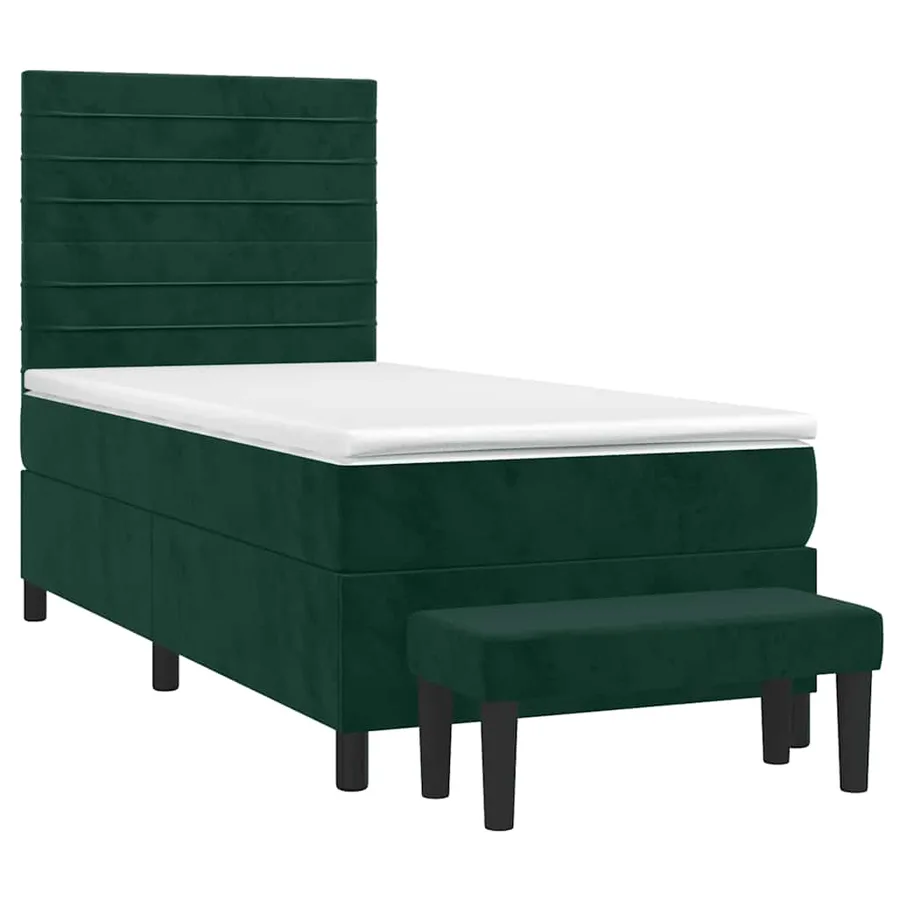 Sommier à lattes de lit avec matelas Vert foncé 90x200 cm - 3