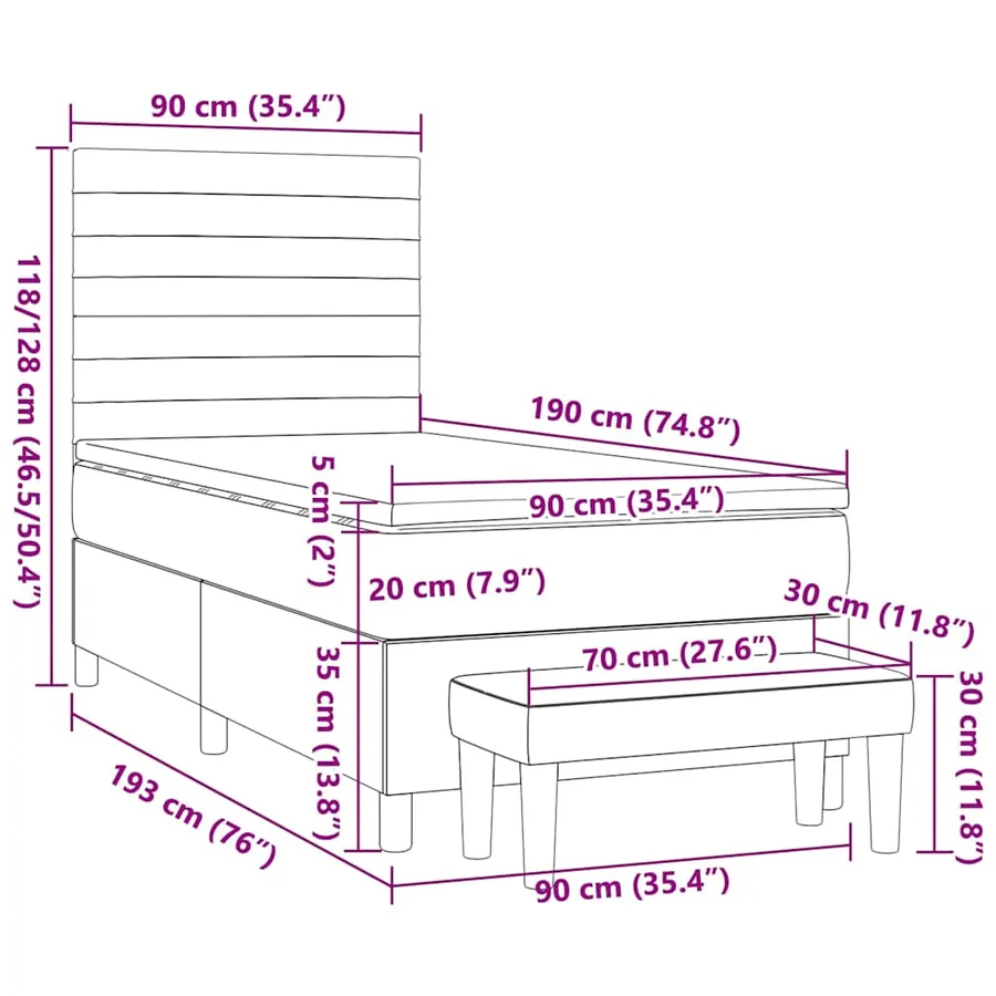 Sommier à lattes de lit avec matelas Vert foncé 90x200 cm - 9