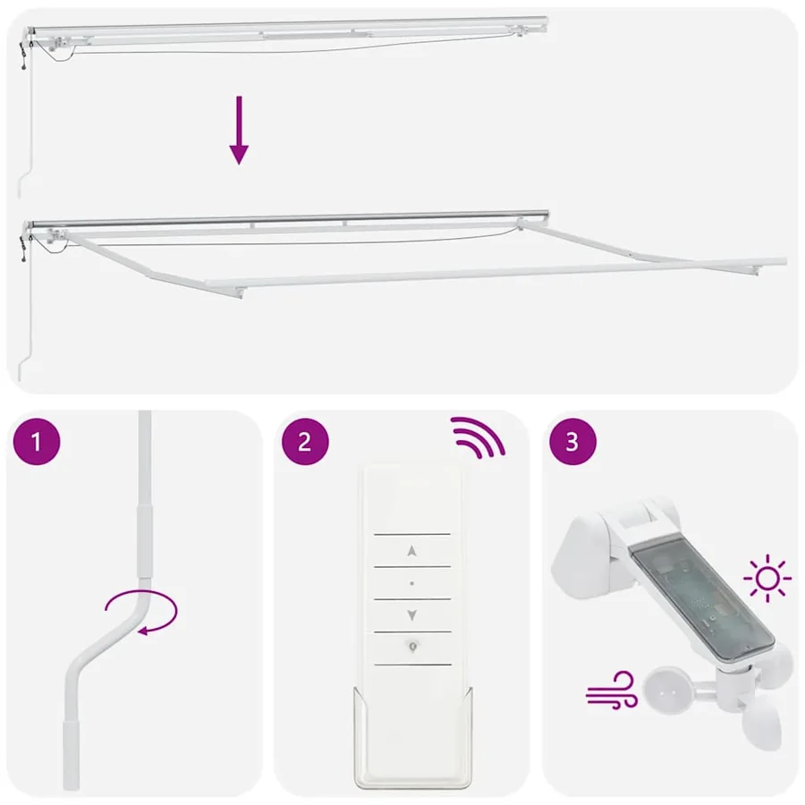 Auvent rétractable automatique avec LED anthracite et blanc - 8