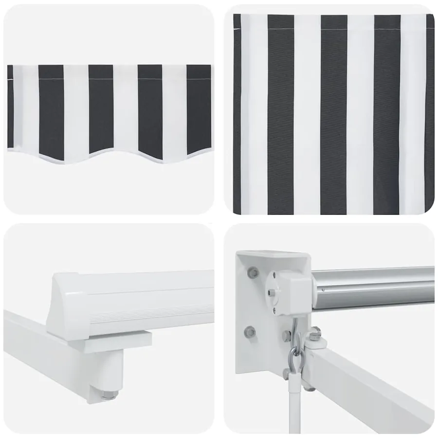 Auvent rétractable anthracite et blanc 5x3 m tissu et aluminium - 9