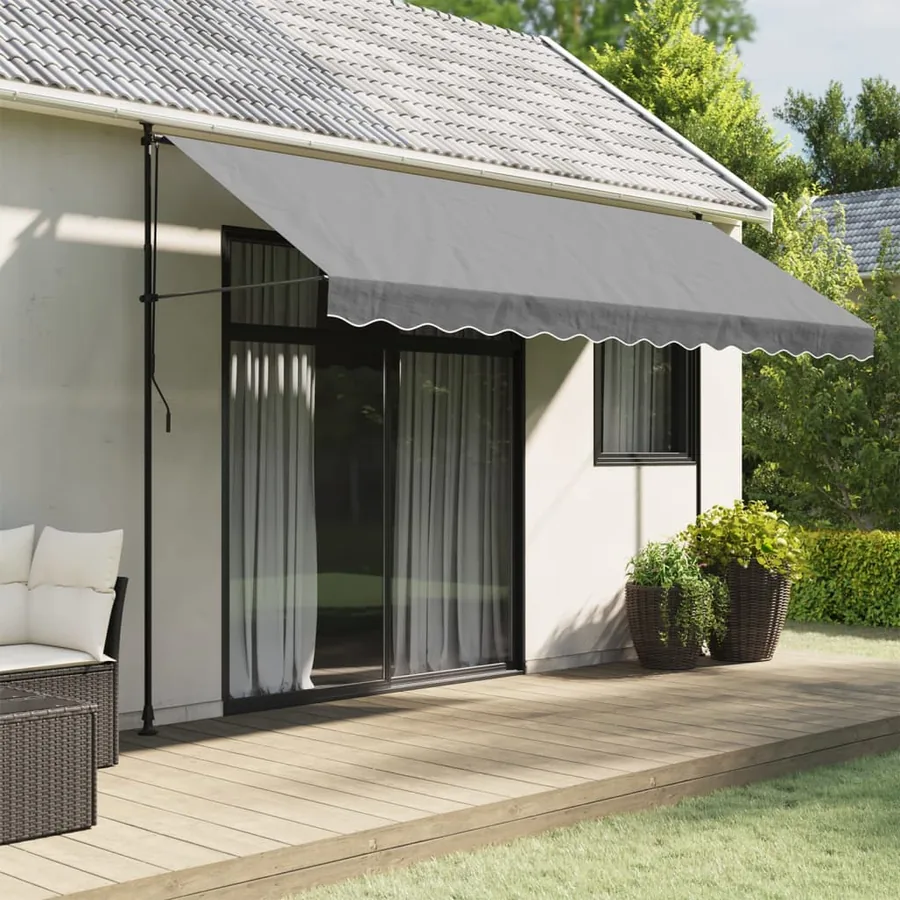 Tissu de remplacement de cantonnière d’auvent rayure anthracite