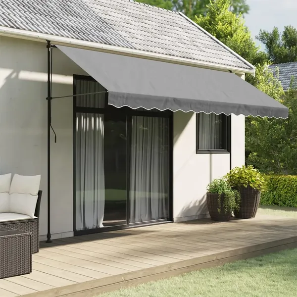Tissu de remplacement de cantonnière d’auvent rayure anthracite
