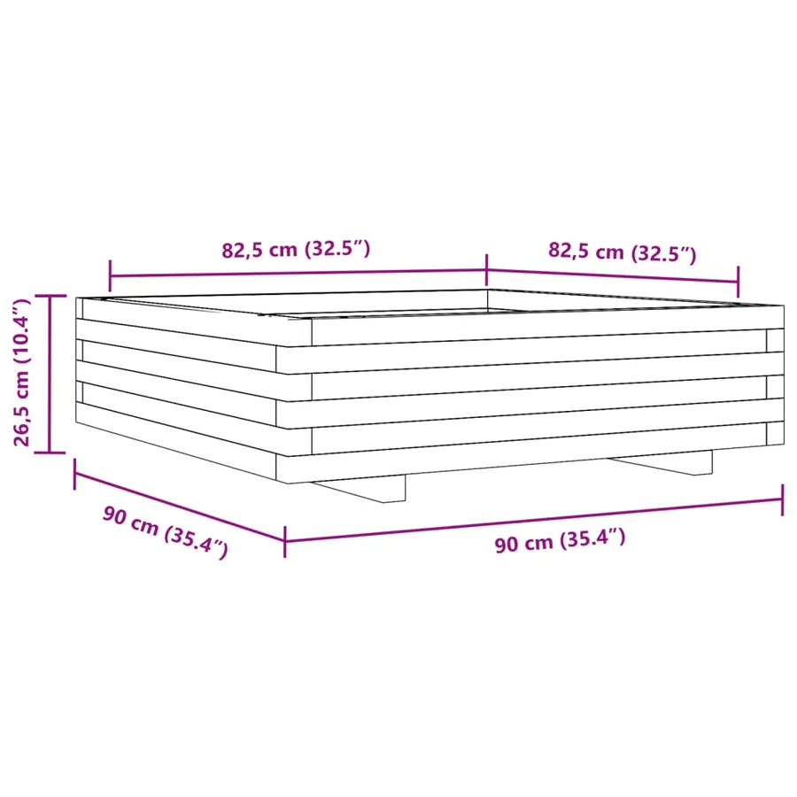 Jardinière 90x90x26,5 cm bois massif douglas - 10