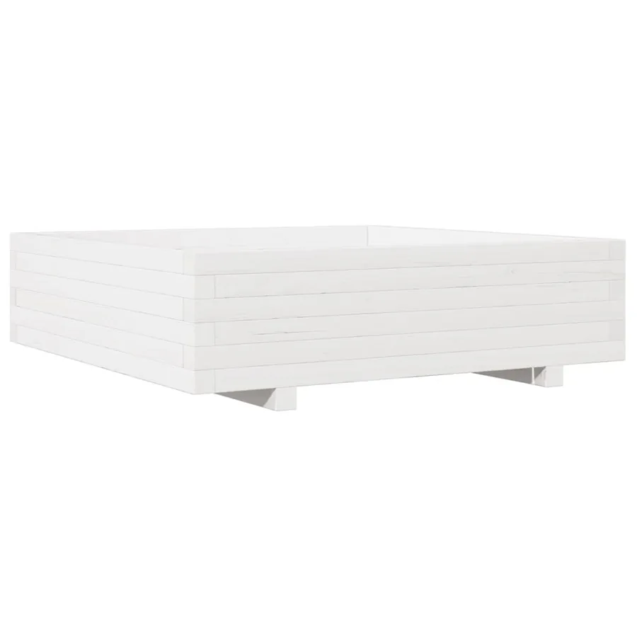 Jardinière blanc 90x90x26,5 cm bois de pin massif - 2