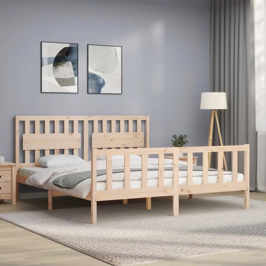 Cadre de lit sans matelas bois massif de pin - 4