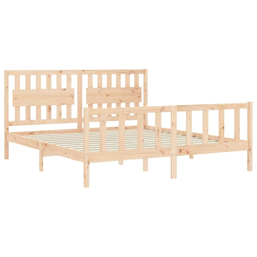 Cadre de lit sans matelas bois massif de pin - 5