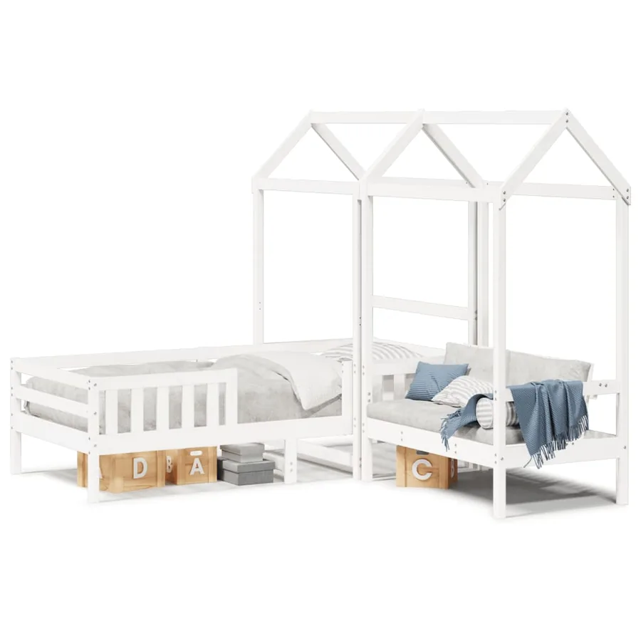Ensemble de lit et de banc avec toit sans matelas 80x200 cm - 2
