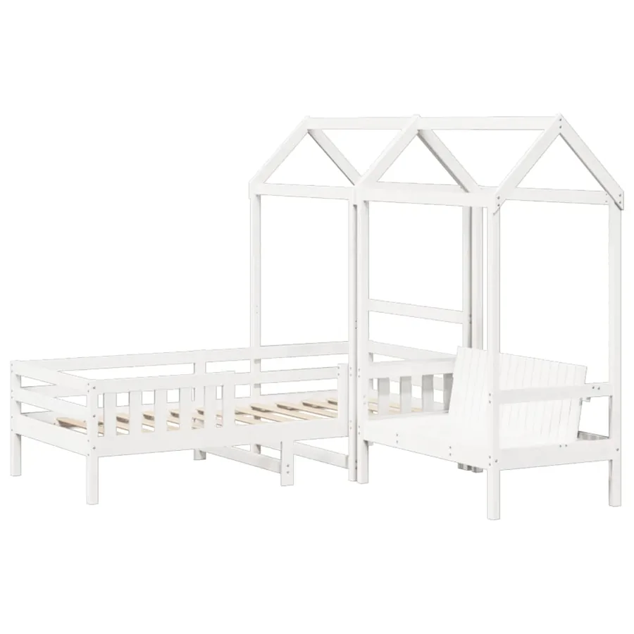 Ensemble de lit et de banc avec toit sans matelas 80x200 cm - 3