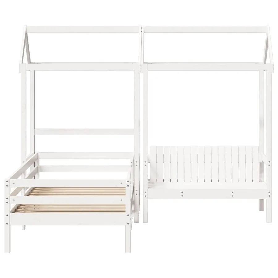 Ensemble de lit et de banc avec toit sans matelas 80x200 cm - 6