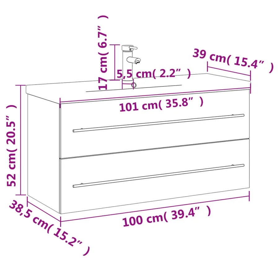 Armoire lavabo de salle de bain avec bassin intégré noir - 10