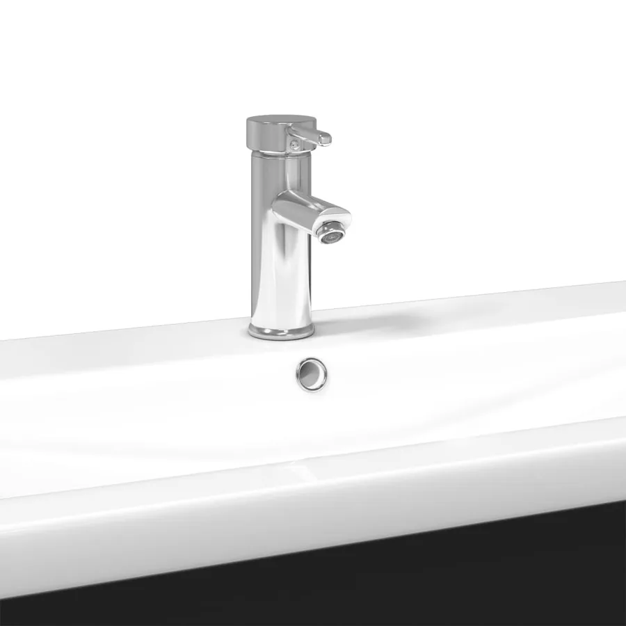 Armoire lavabo de salle de bain avec bassin intégré noir - 8