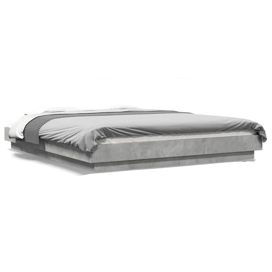Cadre de lit et lumières LED sans matelas gris béton 150x200 cm - 2