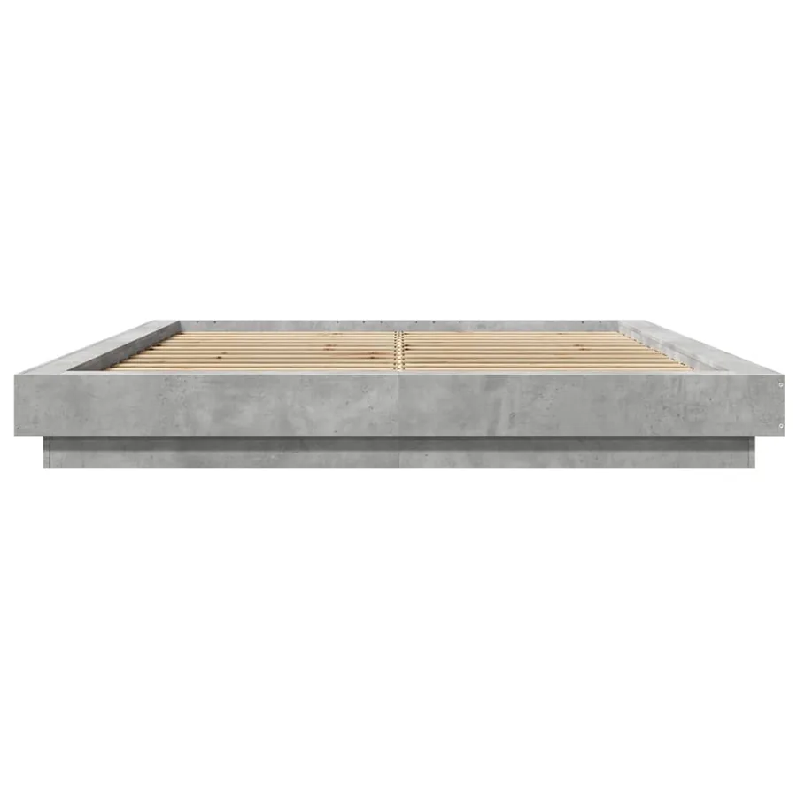 Cadre de lit et lumières LED sans matelas gris béton 150x200 cm - 5