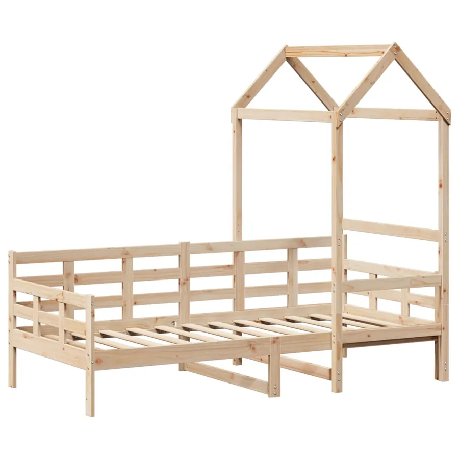 Lit de jour avec toit sans matelas 80x200 cm bois massif - 3