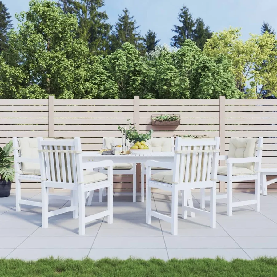 Coussins de chaise à dossier bas lot de 6 crème mélangé tissu - 3