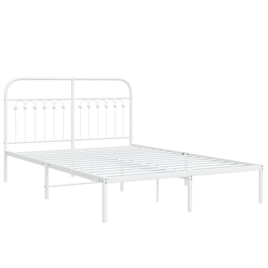 Cadre de lit métal sans matelas et tête de lit blanc 140x200 cm - 3