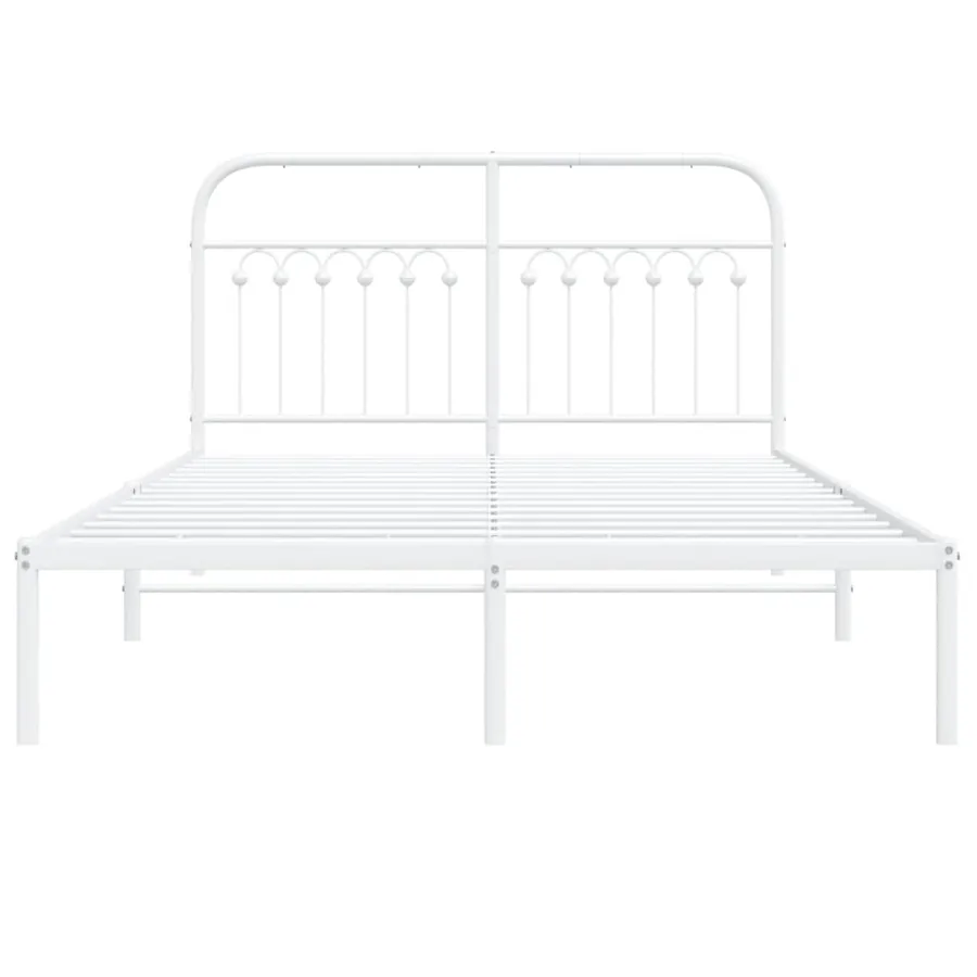 Cadre de lit métal sans matelas et tête de lit blanc 140x200 cm - 4