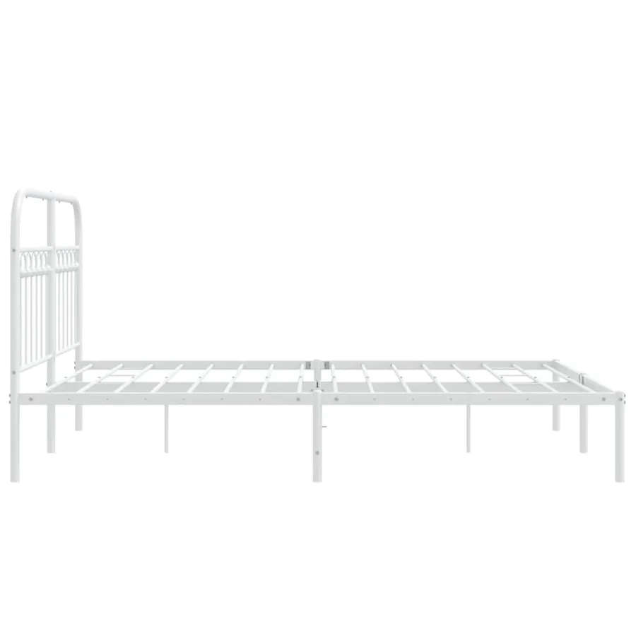 Cadre de lit métal sans matelas et tête de lit blanc 140x200 cm - 5
