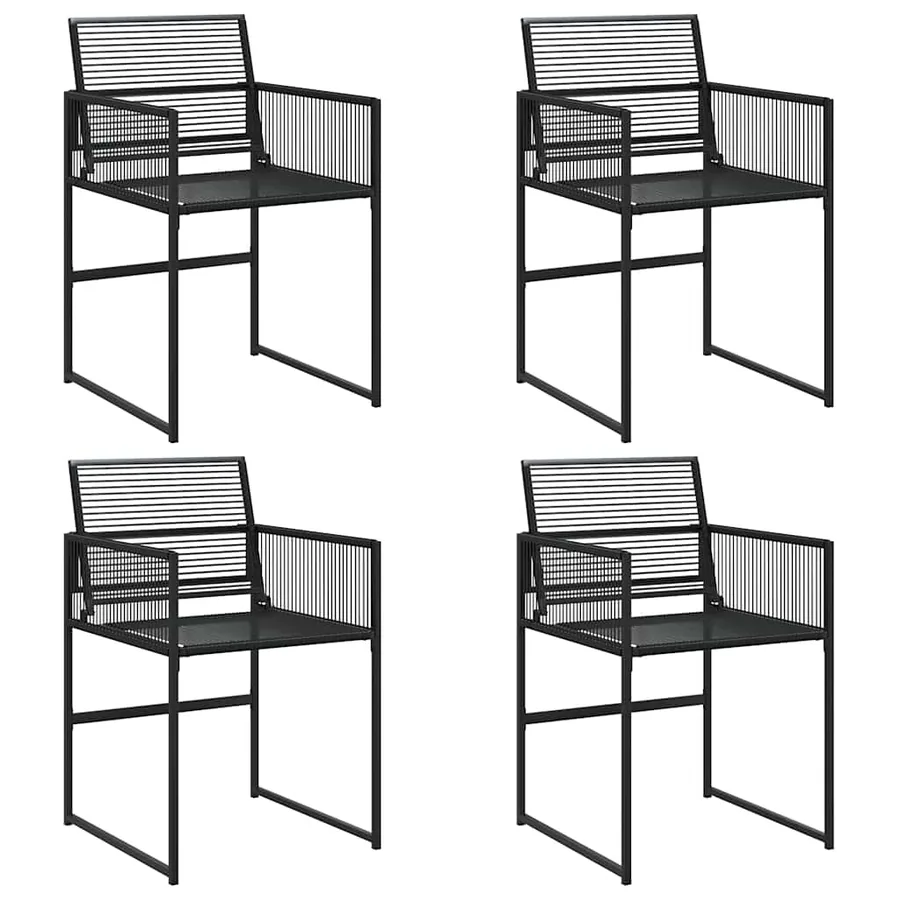 Chaises de jardin lot de 4 noir résine tressée - 2