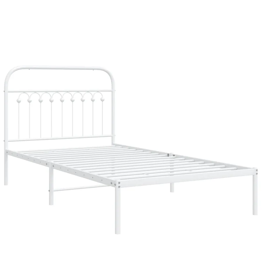 Cadre de lit métal sans matelas et tête de lit blanc 100x200 cm - 3