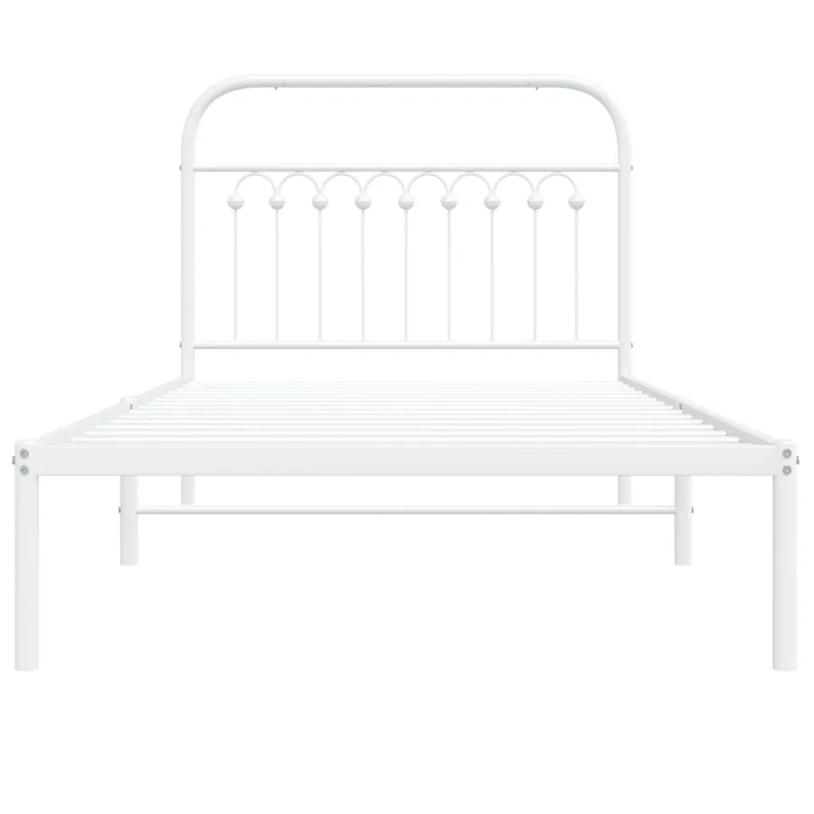 Cadre de lit métal sans matelas et tête de lit blanc 100x200 cm - 4
