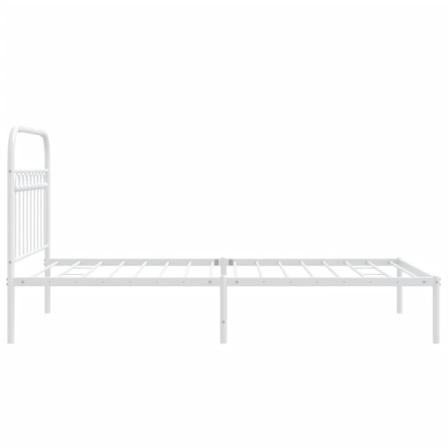 Cadre de lit métal sans matelas et tête de lit blanc 100x200 cm - 5