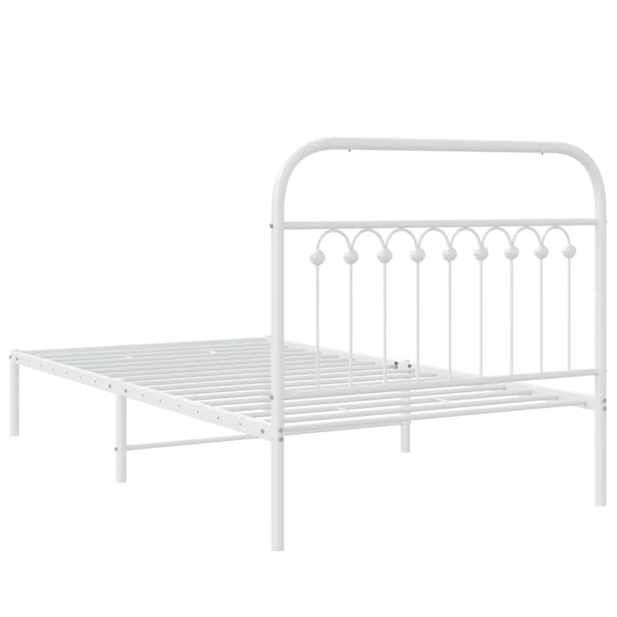 Cadre de lit métal sans matelas et tête de lit blanc 100x200 cm - 6