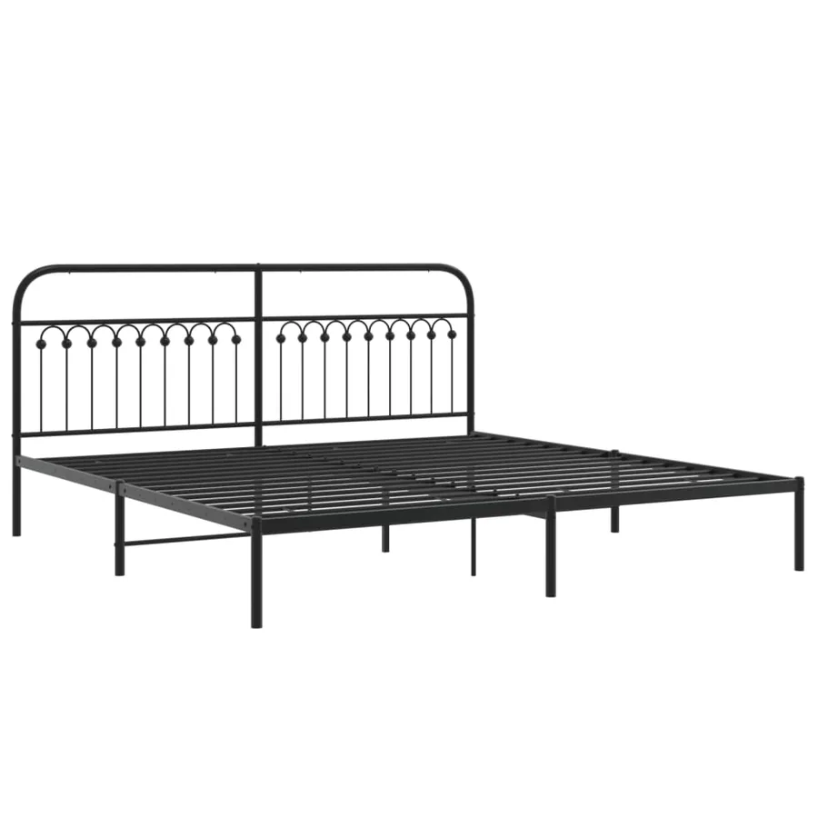 Cadre de lit métal sans matelas avec tête de lit noir 193x203cm - 3