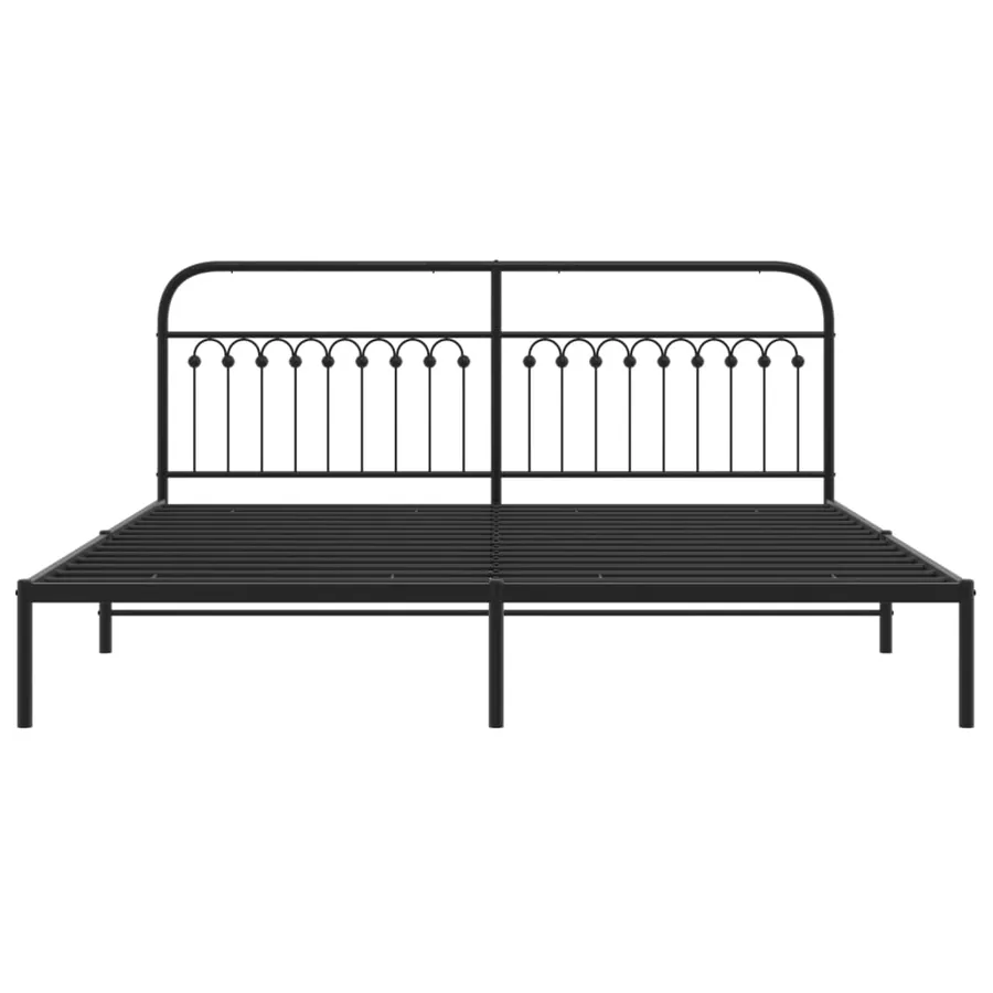 Cadre de lit métal sans matelas avec tête de lit noir 193x203cm - 4