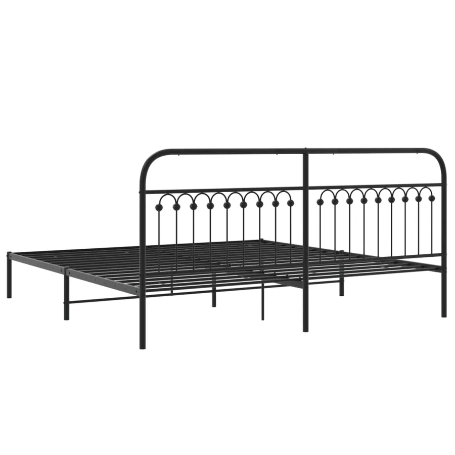 Cadre de lit métal sans matelas avec tête de lit noir 193x203cm - 6