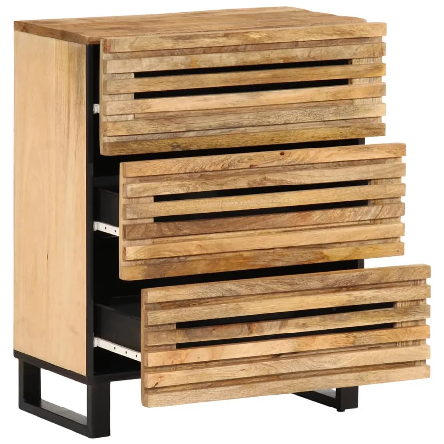 Buffets 2 pcs 60x34x75 cm bois de manguier massif brut - 3