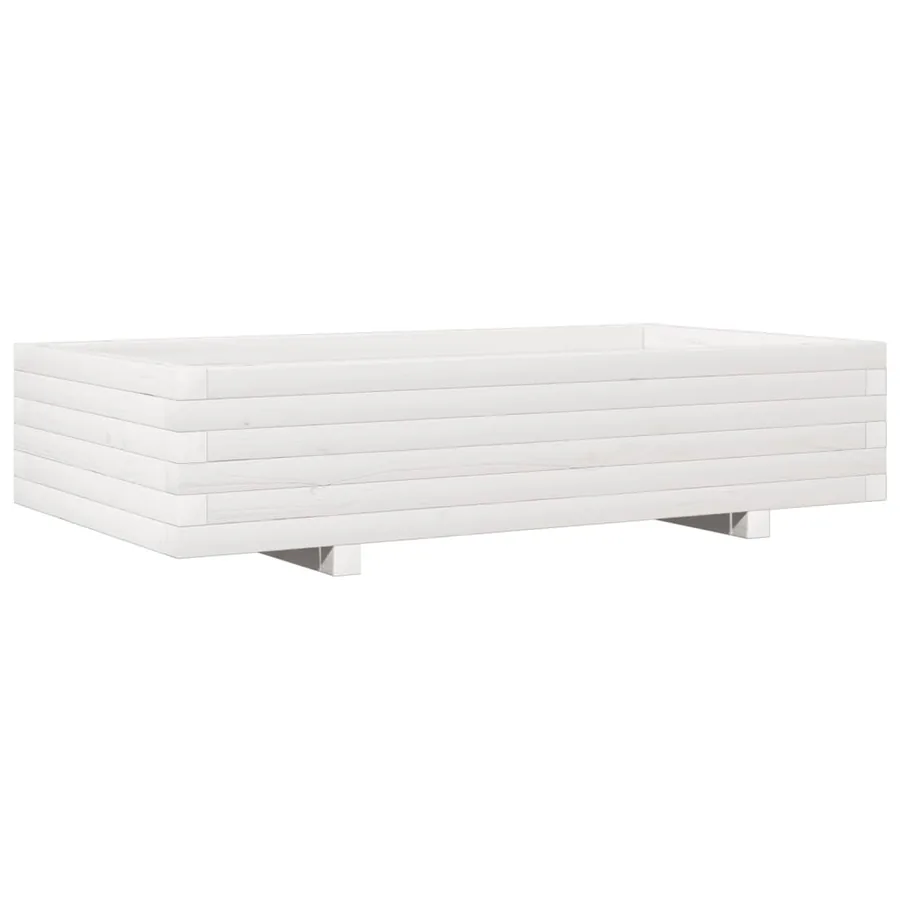 Jardinière blanc 110x60x26,5 cm bois de pin massif - 2