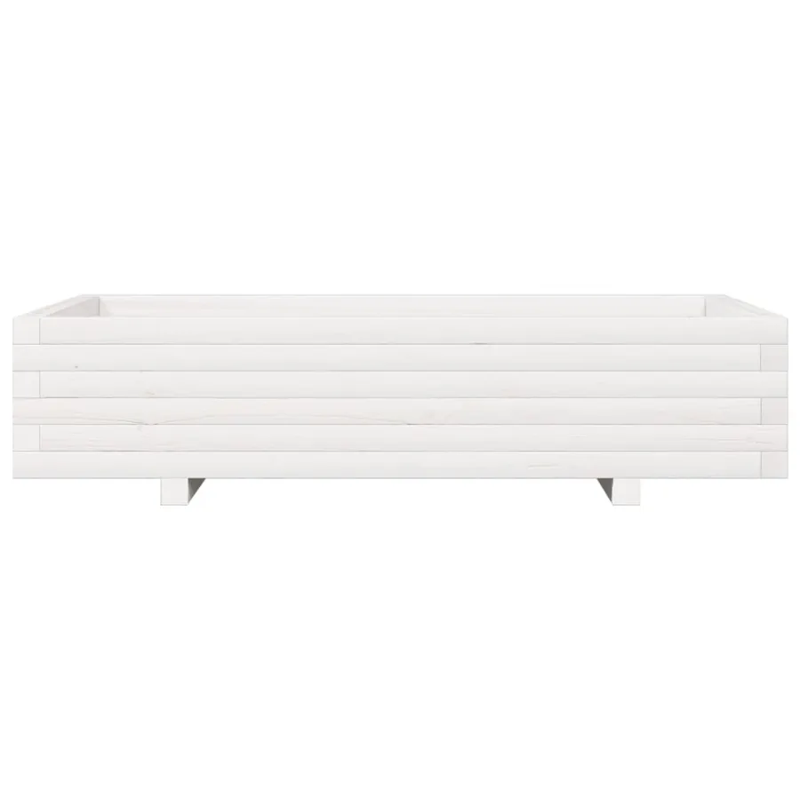 Jardinière blanc 110x60x26,5 cm bois de pin massif - 5