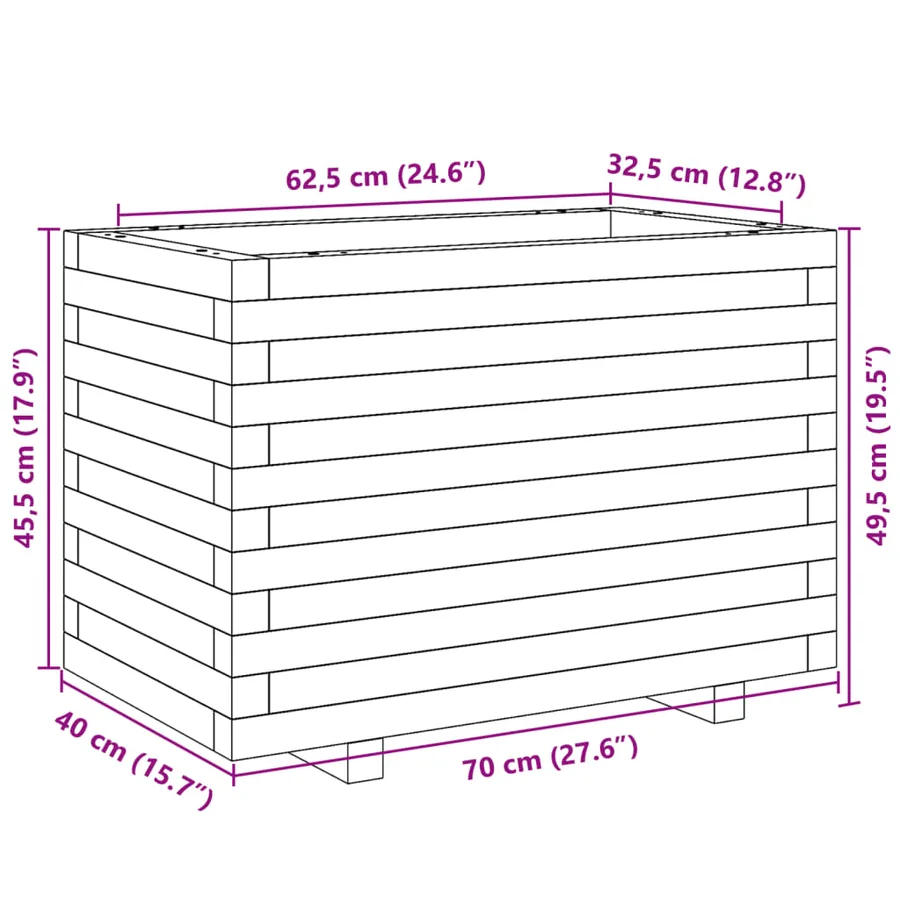 Jardinière 70x40x49,5 cm bois de pin massif - 10