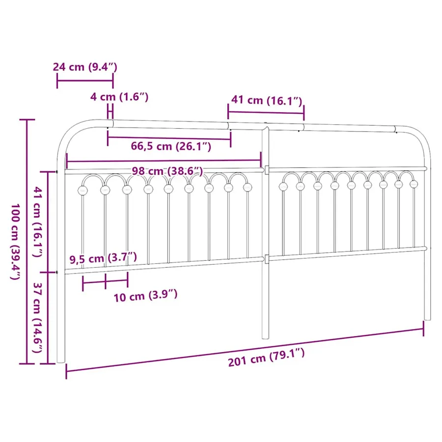 Tête de lit de remplacement métal noir 200 cm - 6