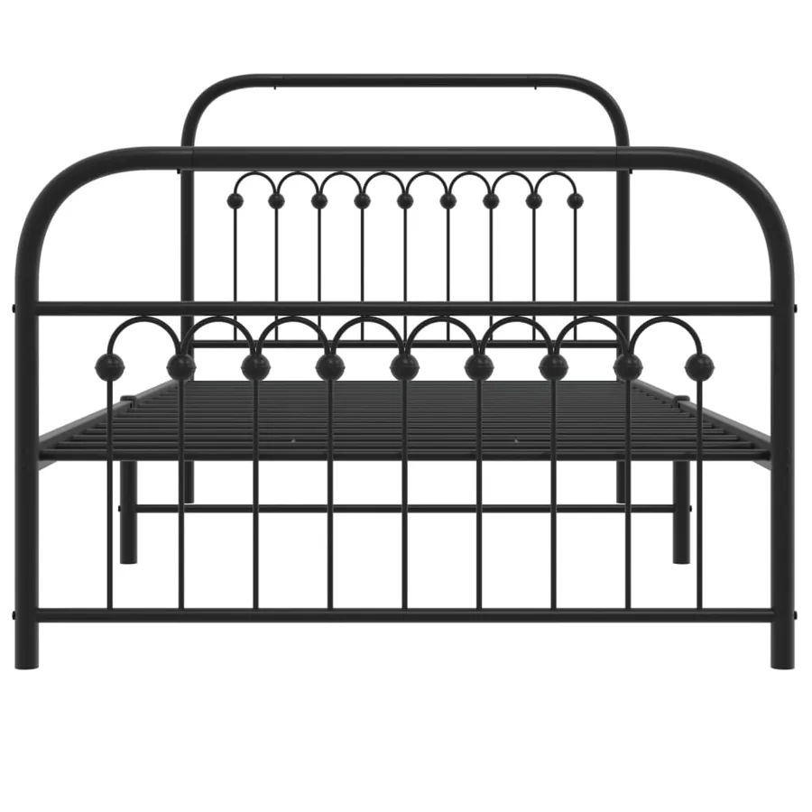 Cadre de lit métal sans matelas avec pied de lit noir 100x190cm - 4