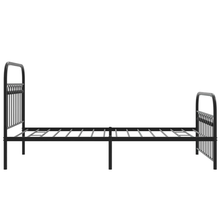 Cadre de lit métal sans matelas avec pied de lit noir 100x190cm - 5