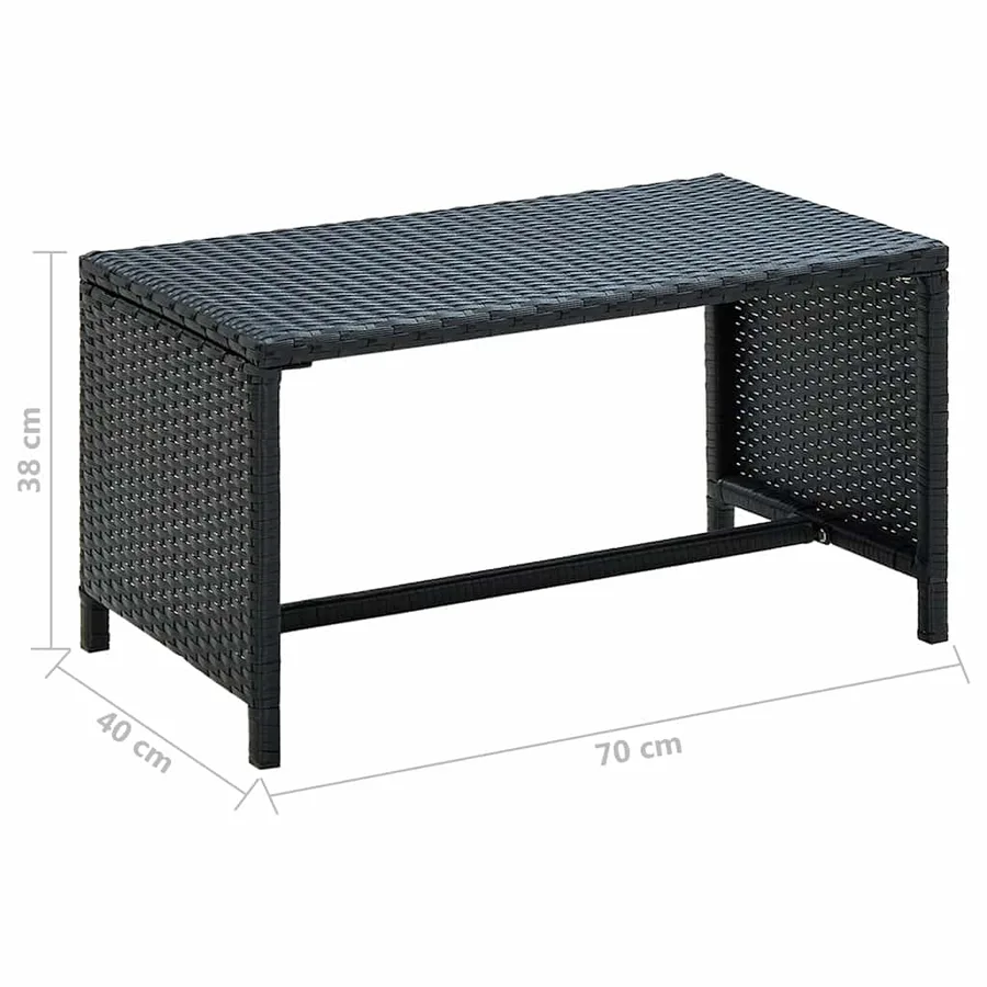 Table basse Noir 70x40x38 cm Résine tressée - 4
