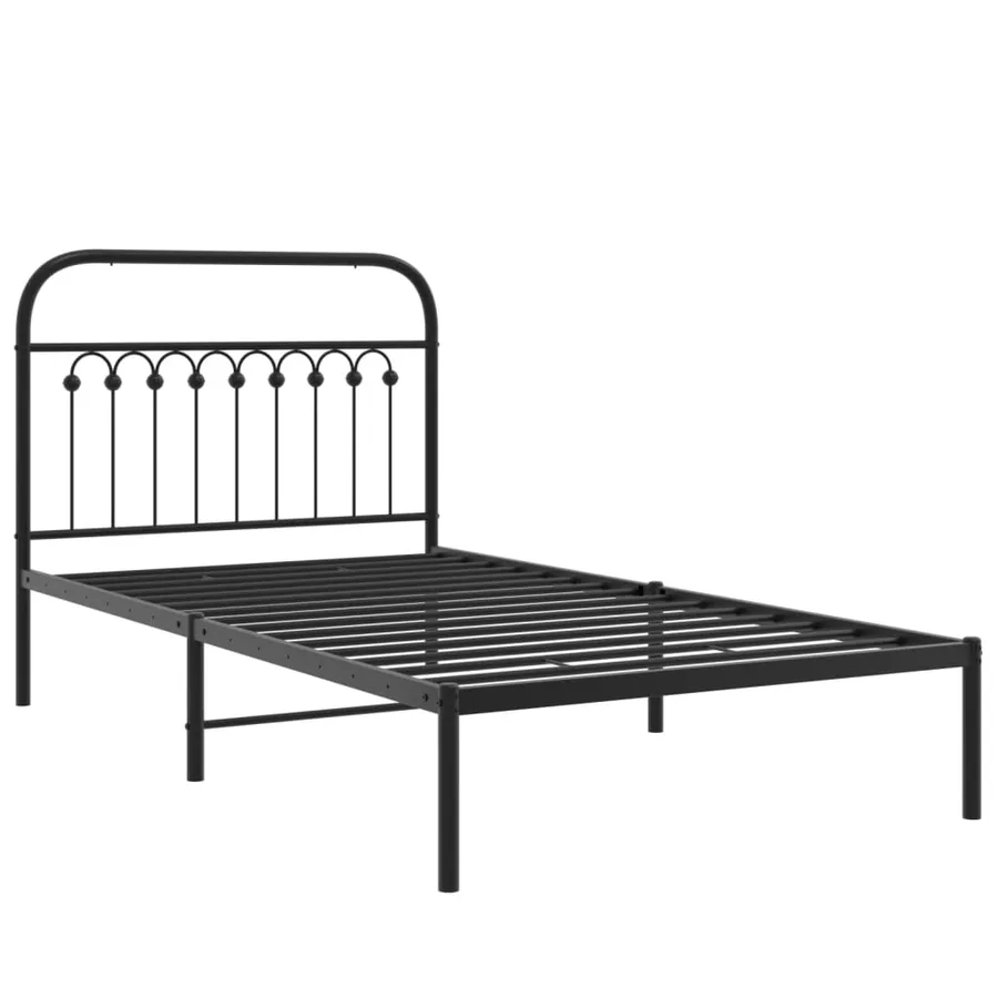 Cadre de lit métal sans matelas avec tête de lit noir 100x190cm - 3