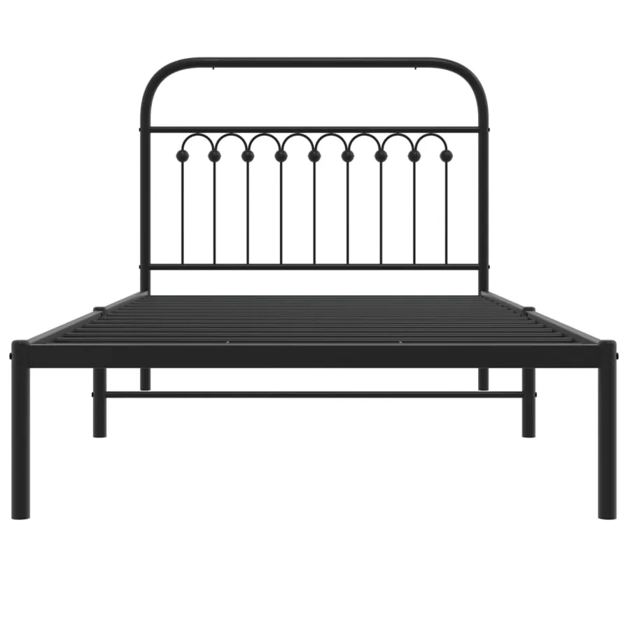 Cadre de lit métal sans matelas avec tête de lit noir 100x190cm - 4