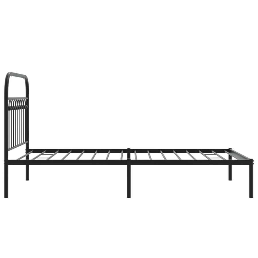 Cadre de lit métal sans matelas avec tête de lit noir 100x190cm - 5
