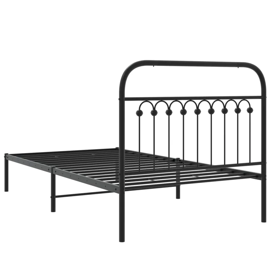 Cadre de lit métal sans matelas avec tête de lit noir 100x190cm - 6