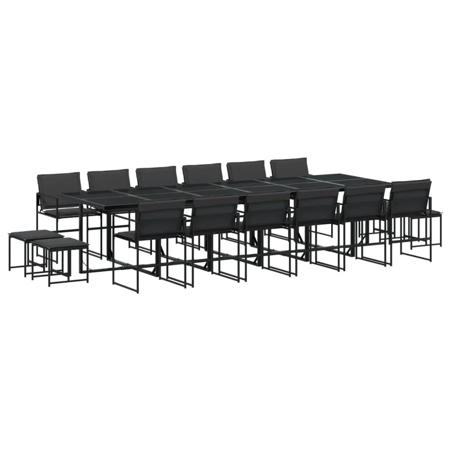 Ensemble à manger de jardin avec coussins 17 pcs noir textilène - 2