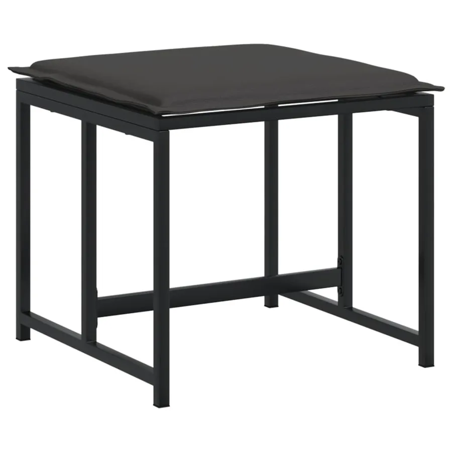 Ensemble à manger de jardin avec coussins 17 pcs noir textilène - 5