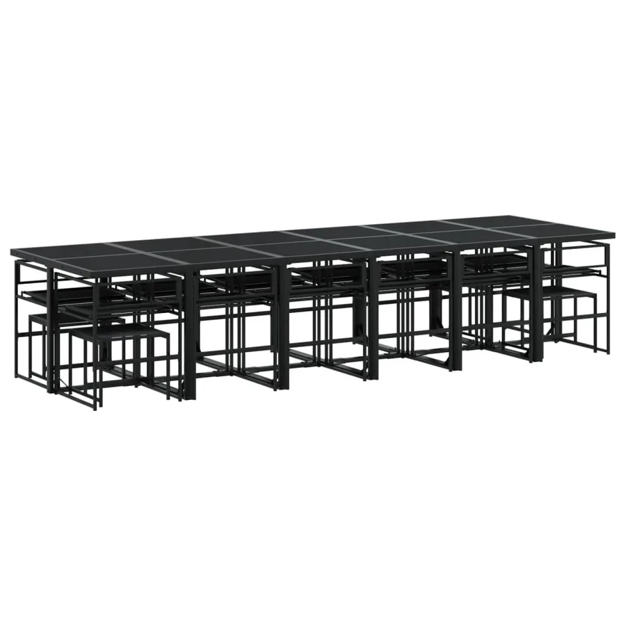 Ensemble à manger de jardin avec coussins 17 pcs noir textilène - 6