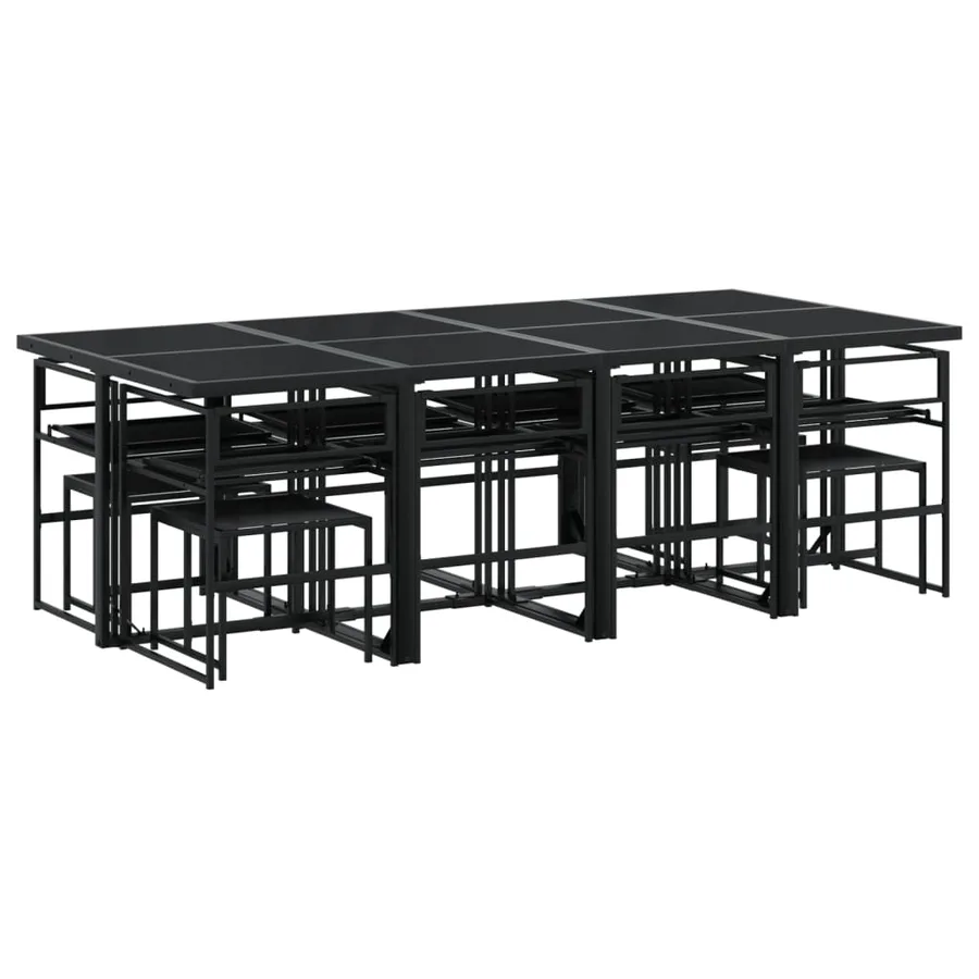 Ensemble à manger de jardin avec coussins 13 pcs noir textilène - 6