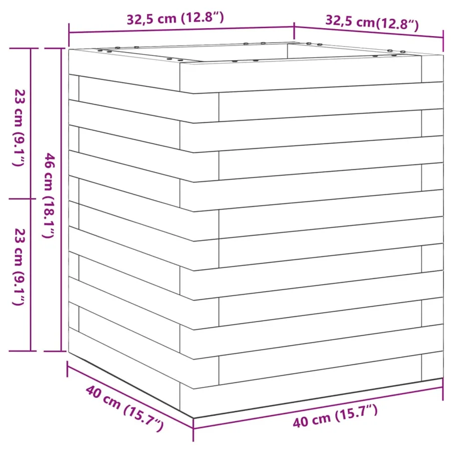 Jardinière cire marron 40x40x46 cm bois de pin massif - 10