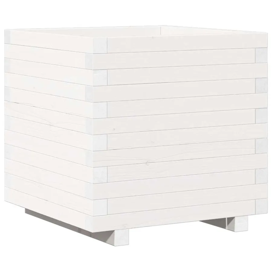 Jardinière blanc 50x50x49,5 cm bois de pin massif - 2