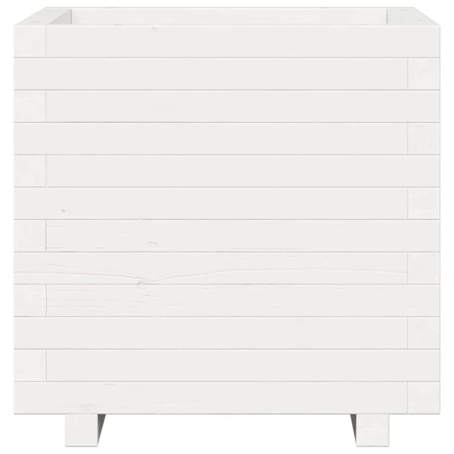 Jardinière blanc 50x50x49,5 cm bois de pin massif - 5
